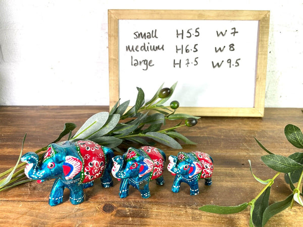 Set 3 Hand Made Indian Hand Painted Rajasthani Elephant Statue Ornament