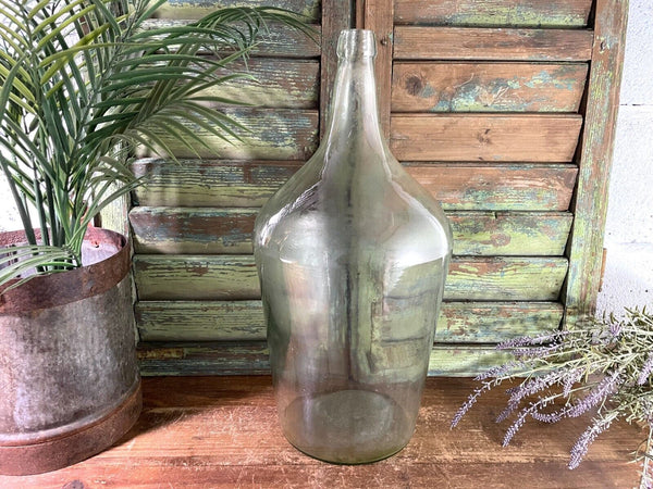 Vintage French Hand Blown Clear Glass Demijohn Carboy Wine Bottle Vessel Vase