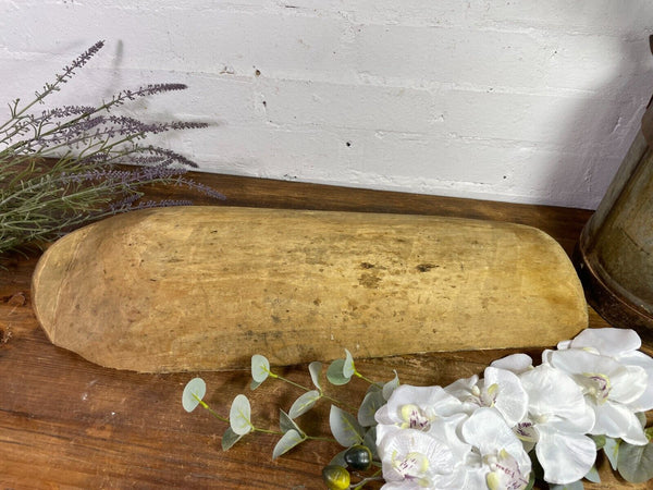 Vintage Primitive French Hand Carved Wooden Bakers Grain Flour Scoop Trough