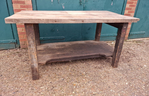 Large Vintage Rustic French Industrial Work bench Kitchen Island Dining Table