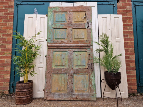 Antique Vintage French Rustic Farmhouse Two Piece Wooden Stable Barn Door