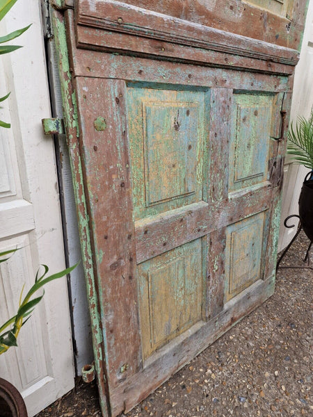 Antique Vintage French Rustic Farmhouse Two Piece Wooden Stable Barn Door