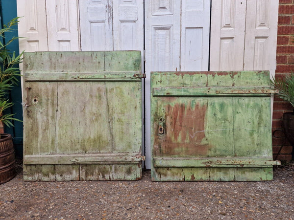 Antique Vintage French Rustic Farmhouse Two Piece Wooden Stable Barn Door