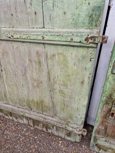 Antique Vintage French Rustic Farmhouse Two Piece Wooden Stable Barn Door