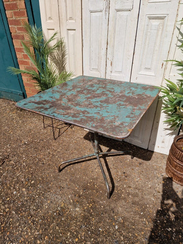 Vintage French Rustic Industrial Metal Tilting Bistro Café Garden Patio Table