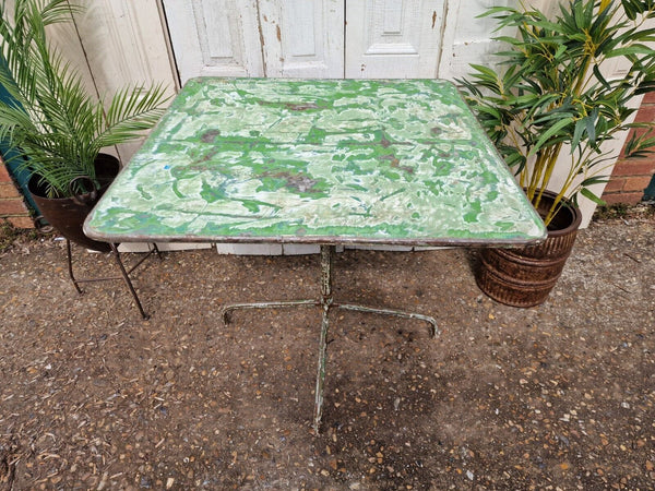 Vintage French Rustic Industrial Metal Tilting Bistro Café Garden Patio Table