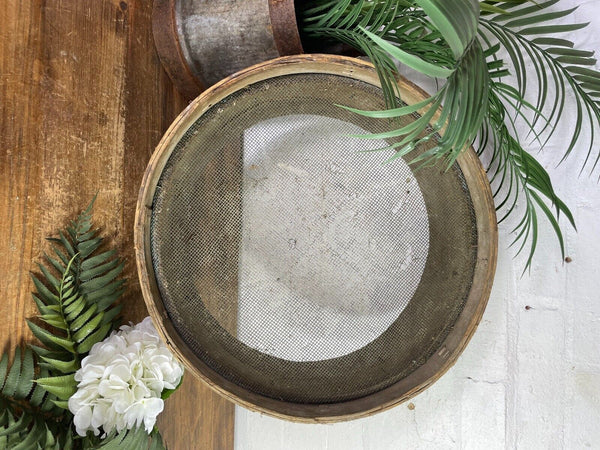 Vintage French Bentwood Agricultural Garden Potato Sieve Riddle Wall Decor