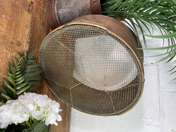 Vintage French Bentwood Agricultural Garden Potato Sieve Riddle Wall Decor