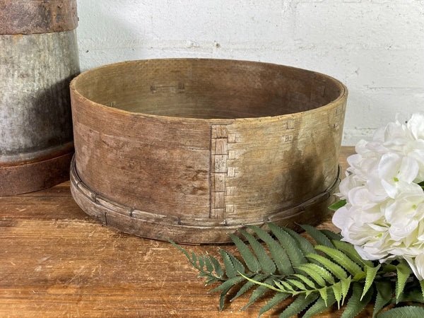 Vintage French Bentwood Agricultural Garden Potato Sieve Riddle Wall Decor