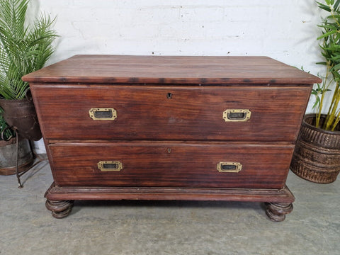 Antique 19th Century Anglo Indian Colonial Campaign Chest of Drawers