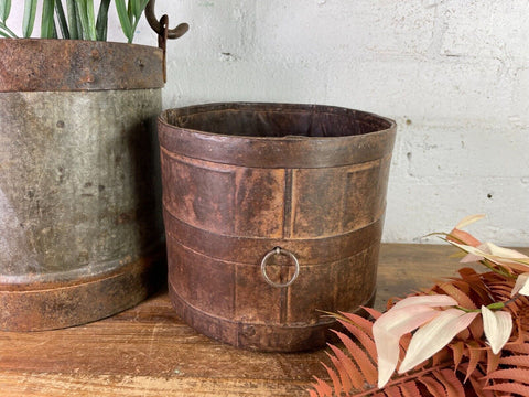 Antique 19th Century Riveted Iron Measuring Grain Pot Herb Planter Trinket Pot