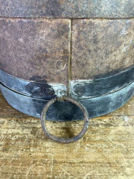 Antique 19th Century Riveted Iron Measuring Grain Pot Herb Planter Trinket Pot