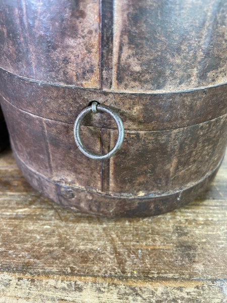 Antique 19th Century Riveted Iron Measuring Grain Pot Herb Planter Trinket Pot