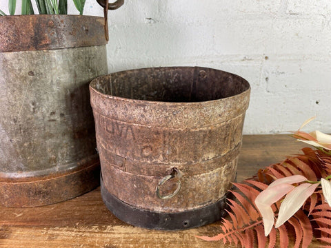 Antique 19th Century Riveted Iron Measuring Grain Pot Herb Planter Trinket Pot