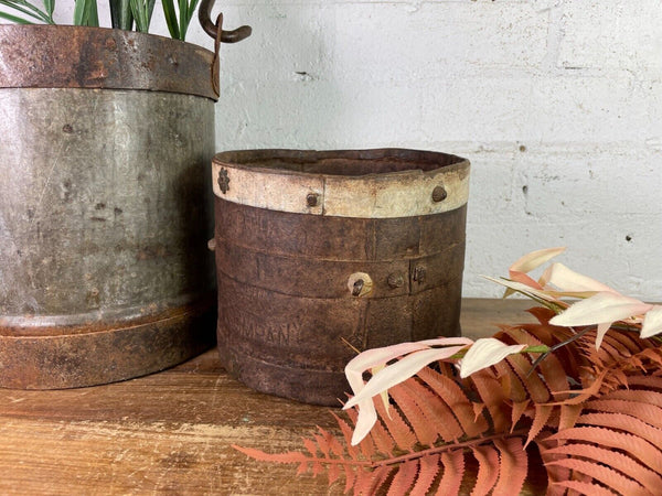 Antique 19th Century Riveted Iron Measuring Grain Pot Herb Planter Trinket Pot