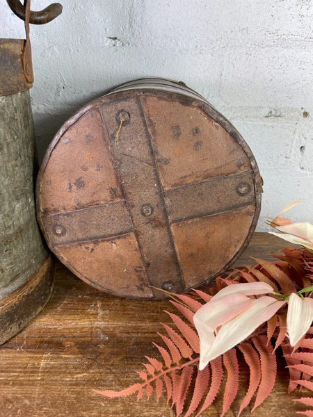Antique 19th Century Riveted Iron Measuring Grain Pot Herb Planter Trinket Pot