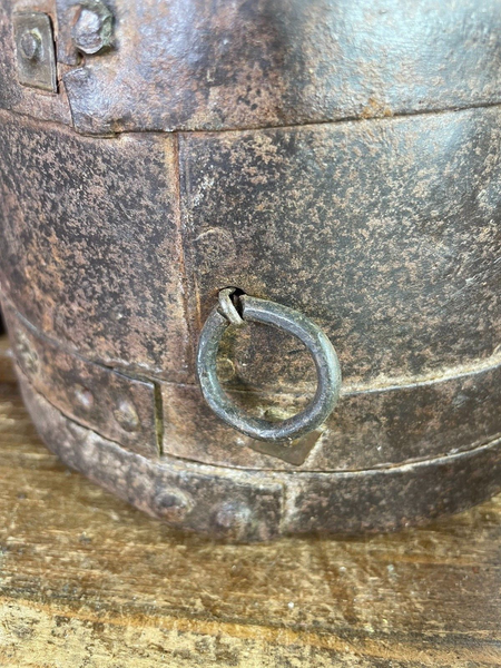 Antique 19th Century Riveted Iron Measuring Grain Pot Herb Planter Trinket Pot