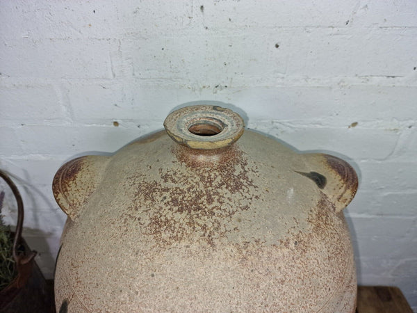 Very Large French Stoneware Terracotta Walnut Oil Pitcher Confit Pot