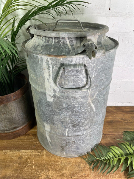 Vintage Large Rustic Galvanised French Milk Churn Garden Planter Wedding Prop