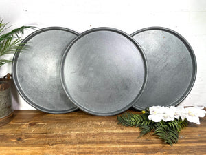 Large Round Industrial Vintage Rustic Zinc Galvanised Metal Serving Drinks Tray