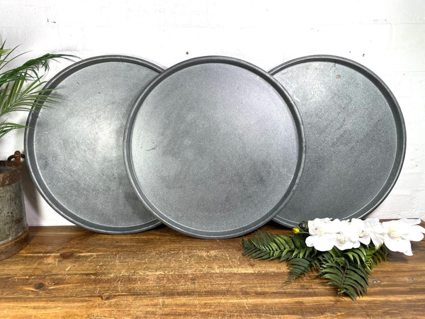 Large Round Industrial Vintage Rustic Zinc Galvanised Metal Serving Drinks Tray