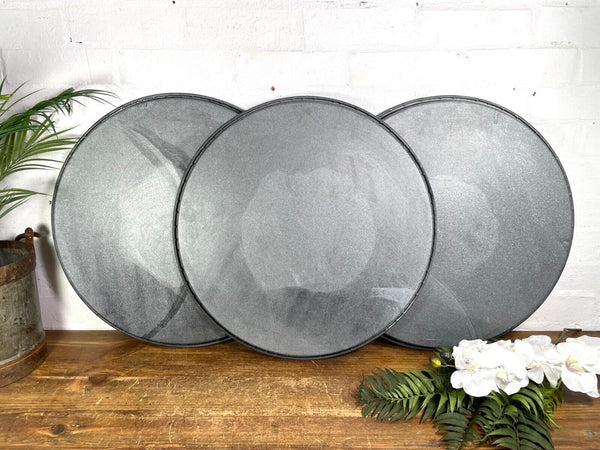 Large Round Industrial Vintage Rustic Zinc Galvanised Metal Serving Drinks Tray