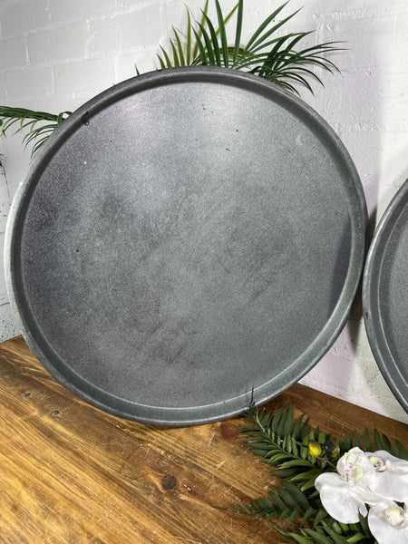 Large Round Industrial Vintage Rustic Zinc Galvanised Metal Serving Drinks Tray
