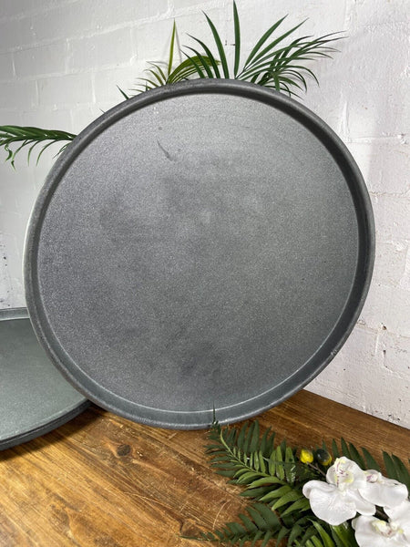 Large Round Industrial Vintage Rustic Zinc Galvanised Metal Serving Drinks Tray