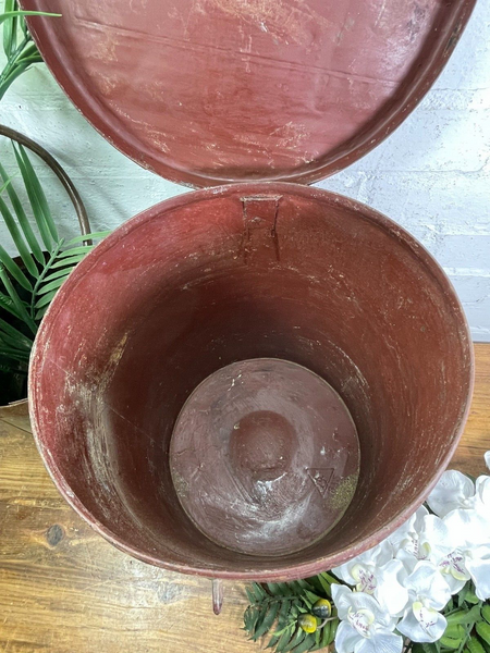 Vintage Indian Industrial Galvanised Metal Rice Grain Storage Drum Bin Cannister