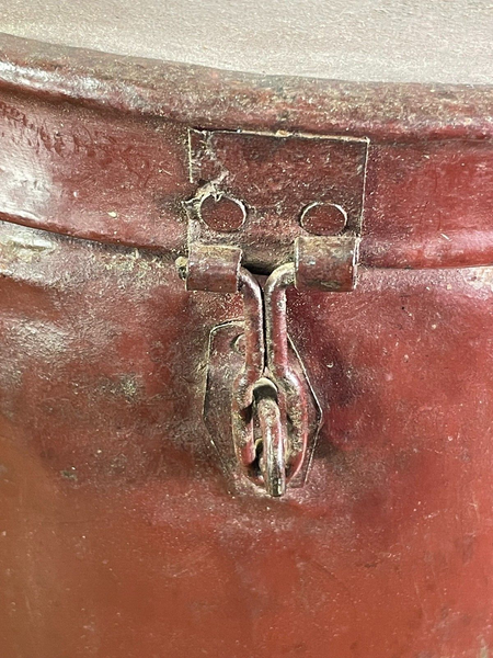 Vintage Indian Industrial Galvanised Metal Rice Grain Storage Drum Bin Cannister