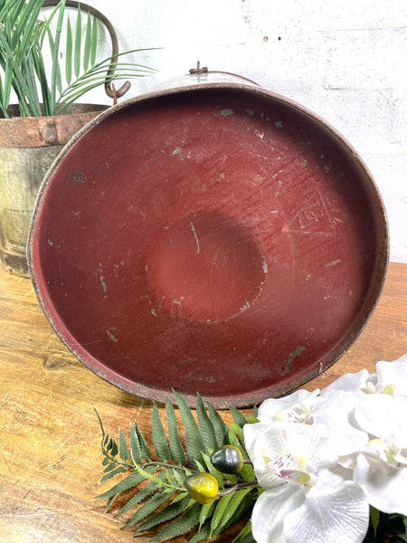 Vintage Indian Industrial Galvanised Metal Rice Grain Storage Drum Bin Cannister