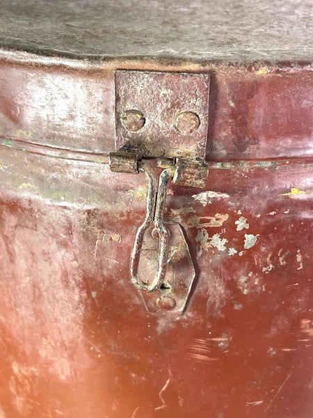 Vintage Indian Industrial Galvanised Metal Rice Grain Storage Drum Bin Cannister
