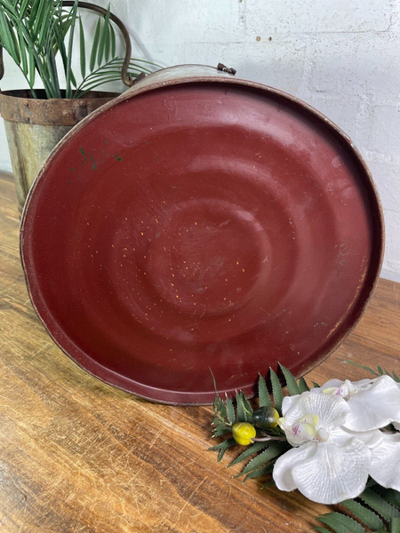 Vintage Indian Industrial Galvanised Metal Rice Grain Storage Drum Bin Cannister