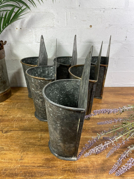 Vintage Rustic Reclaimed Galvanised Half Bucket Wall Planter Plant Pot Garden