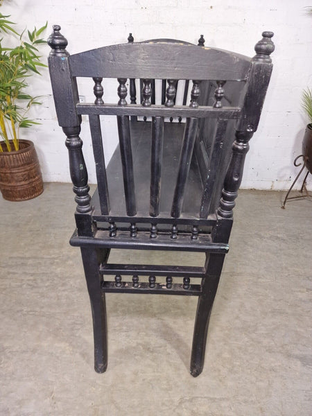 Antique Anglo Indian Colonial Hardwood Hand Carved Settle Bench Hallway Seat