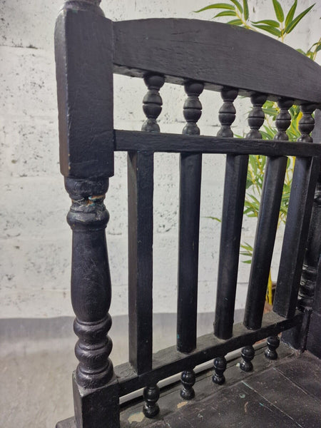 Antique Anglo Indian Colonial Hardwood Hand Carved Settle Bench Hallway Seat