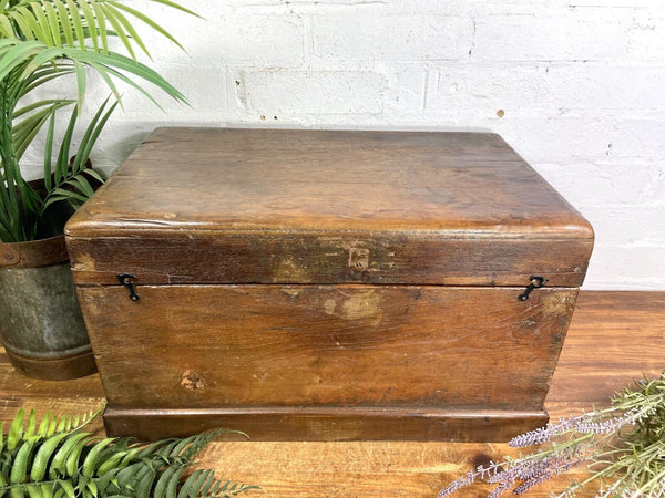 Antique Indian Colonial Hardwood Campaign Writing Box Chest