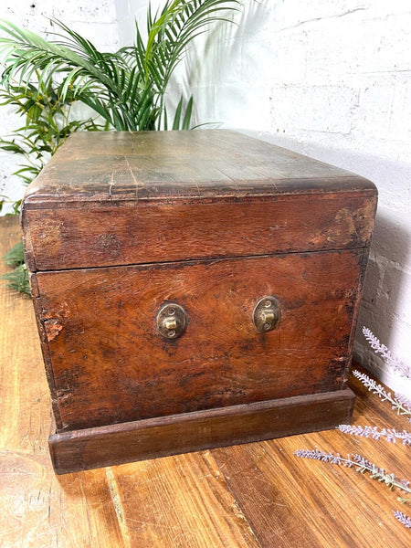 Antique Indian Colonial Hardwood Campaign Writing Box Chest