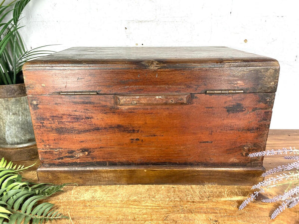 Antique Indian Colonial Hardwood Campaign Writing Box Chest