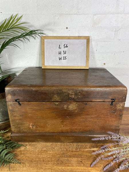 Antique Indian Colonial Hardwood Campaign Writing Box Chest