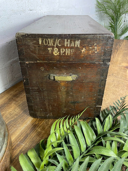 Antique Hardwood Indian Colonial Military Storage Trinket Box