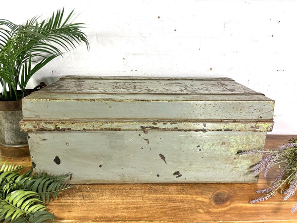 Vintage Industrial Indian Bombay Metal Railway Trunk Chest Luggage Coffee Table
