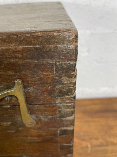 Antique Hardwood Indian Colonial Military Storage Trinket Box