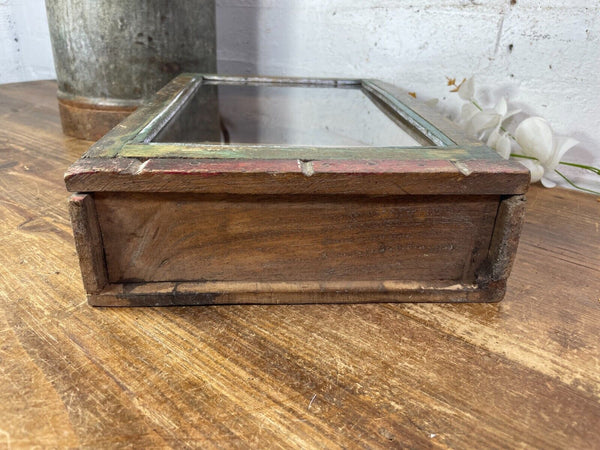 Vintage Rustic Indian Wooden Glazed Shop Display Bathroom Kitchen Wall Cabinet