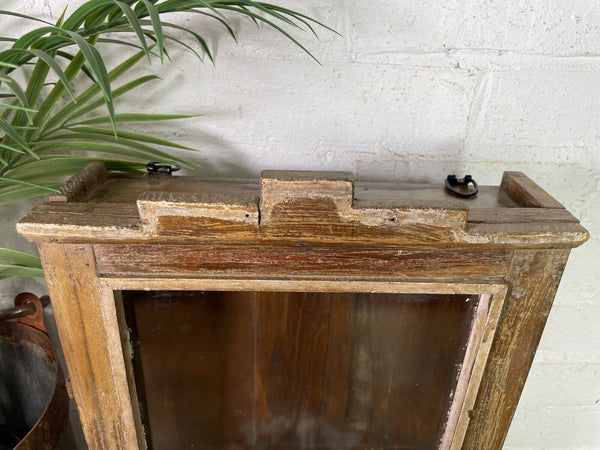 Vintage Rustic Indian Wooden Glazed Shop Display Bathroom Kitchen Wall Cabinet