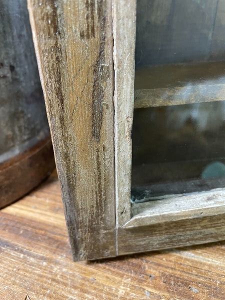 Vintage Rustic Indian Wooden Glazed Shop Display Bathroom Kitchen Wall Cabinet
