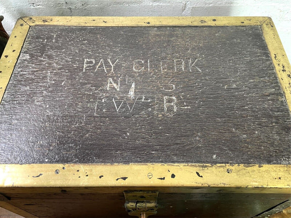 Antique 19th Century Brass Wooden Indian Colonial Merchants Pay Clerk Cash Box
