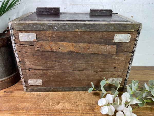 Antique 19th Century Brass Wooden Indian Colonial Merchants Pay Clerk Cash Box