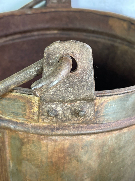 Vintage Heavy Duty Galvanised Iron Bucket With Handle Hanging Garden Planter