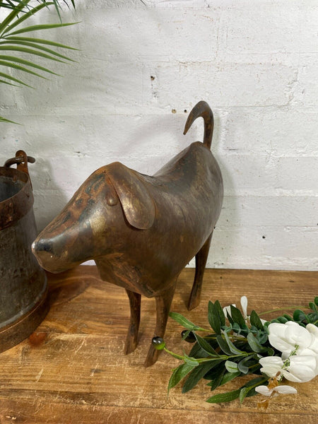 Rustic Reclaimed Handmade Metal Dog Puppy Spaniel Garden Sculpture Ornament